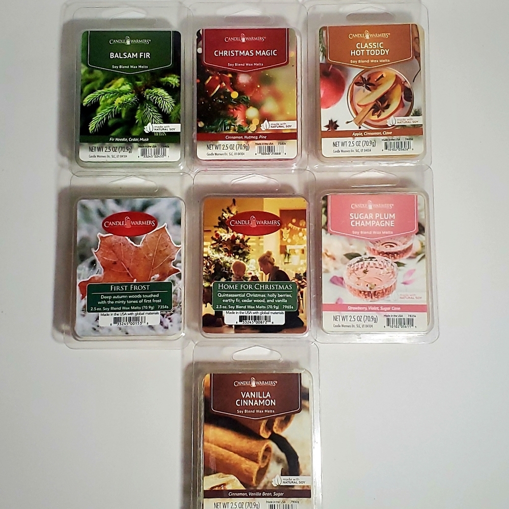 Holiday Wax Melts Bundle of 7 by CANDLE WARMERS (7) 2.5 oz. Pkgs. Holiday Scents